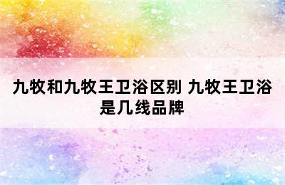 九牧和九牧王卫浴区别 九牧王卫浴是几线品牌